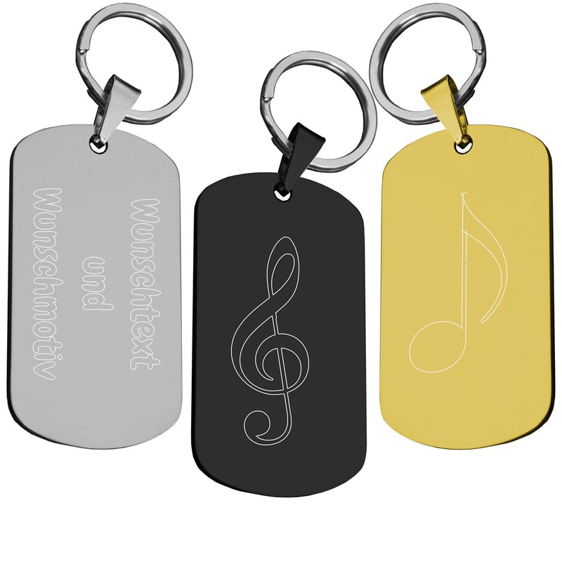 absenda Music Keyring Stainless Steel | Black Silver Gold |