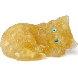 ZHIYUXI 3" Lemon Quartz Cat Figurines Sleeping Yellow Cat Decor Statue Gemstones Healing Crystals Reiki Energy Balanc Desk Decor