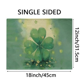 GPGHE St Patricks Day Placemats Set of 4 Green Watercolor Shamrock Clover Table Mats 12 x 18 Inch Seasonal Spring Tablemats for Home Kitchen Dining Table Decor