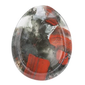 Ladeukoi Crystal Thumb Worry Stone, Hand Carved Healing Crystal Tear Bag Stones for Anxiety Stress Relief Meditation, Africa Bloodstone