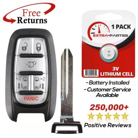 Extra-Partss Remote Keyless Entry Fob Replacement Uncut Key for Chrysler 6b (M3N-97395900)