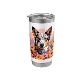 Cute Blue Heeler Spring Flower Garden Australian Cattle Dog Stainless Steel Insulated Tumbler