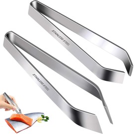 Fish Bone Tweezers,2 PCS Professional Stainless Steel Fish Tweezers and Slant Pliers Remover Set for Cooking Kitchen Salmon Trout,Professional Stainless Kitchen Tweezers,Kitchen Fish Bone Remover
