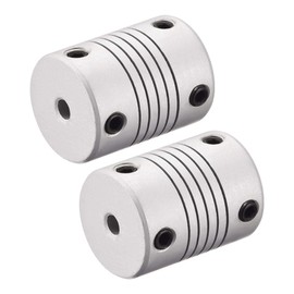 sourcing map 4mm to 5mm Aluminum Alloy Shaft Coupling Flexible Coupler Motor Connector Joint L25xD19 Silver,2pcs