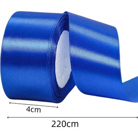Kit de 5 Rollos de Cinta de Satén para Decoración (4 cm de Ancho, 110 m de Longitud Total) Densidad Lazos Decorativos DIY para Moños de Regalo, Bodas, Ramos y Decoraciones Festivas(Azul zafiro)