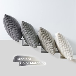 Topfinel Neutral Room Decor Throw Pillows Covers-Multi Gray Combo 20" x 20" Set of 4-Corduroy Modern Grey Living Room Decorative Cushion Case Euro Shams