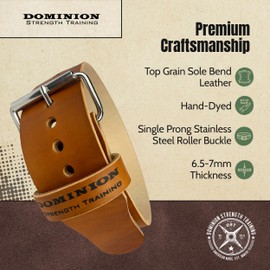 Dominion Strength Training Hand-Dyed Light Brown 3 Inch Single Ply Belts – Premium Support for Powerlifting and Weightlifting