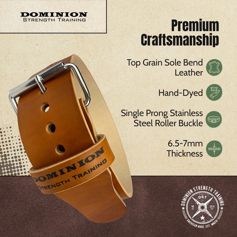 Dominion Strength Training Hand-Dyed Light Brown 3 Inch Single Ply