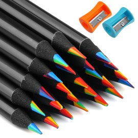 Deepton 24 Pcs Rainbow Pencils, 7 in 1 Colouring Pencils for School, Coloured Pencils for Kids and Adults, Multicolored Pencils for Party Bags, Art Drawing, Sketching, Coloring