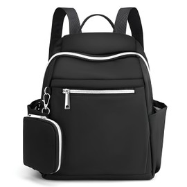 ENLAN Women's Backpack, Small, Mini Backpack, Stylish, Lightweight, Comes with Mini Pouch, For Work or School, Kids, High School Students, Women, Adult Rucksack, a-black