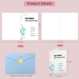 Funny Retirement Card with Balloons - "Ask Someone Else" Humorous Retirement Gifts for Women Men - Cards Coworkers with Light Blue Envelope and Gold Seal - Farewell Card for Colleagues Teachers Friends