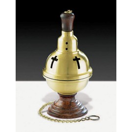 Censer On Wood Base - 4 1/2" Diameter, 9" High