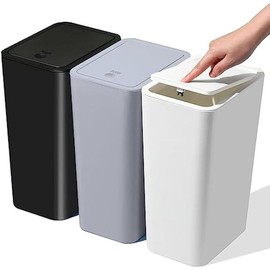 bathroom small trash can with lid, 10 liter/2.6 gallon ultra-thin trash can with pop-up lid, suitable for bedrooms, offices, kitchens, craft rooms, suitable for placing under desks/cabinets/sinks - Color: 1Pack Black