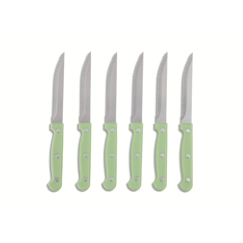 Core Kitchen Set of 6 Colorful Kitchen Steak Knives -