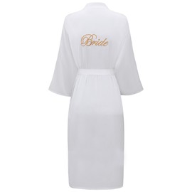 The Bride Robe Long Bridal Robes for Bride Kimono Robe Wedding Party Silk Like Sleepwear, Plus Size