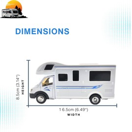 D.A.Y. Republic 1:40 Scale Motorhome - Diecast White Camper Van Toy, Realistic Features, Perfect for Kids Gifts, Scale Toy for Boys and Girls