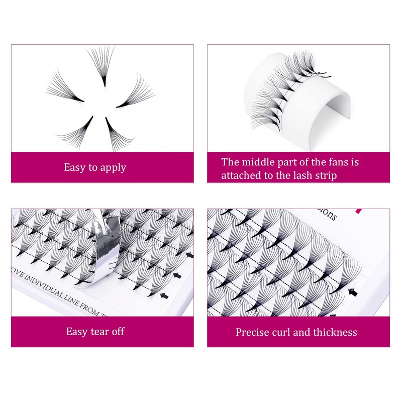 Volume Eyelashes, 10D, 0.07 mm, C Curl, 9 mm, Ready