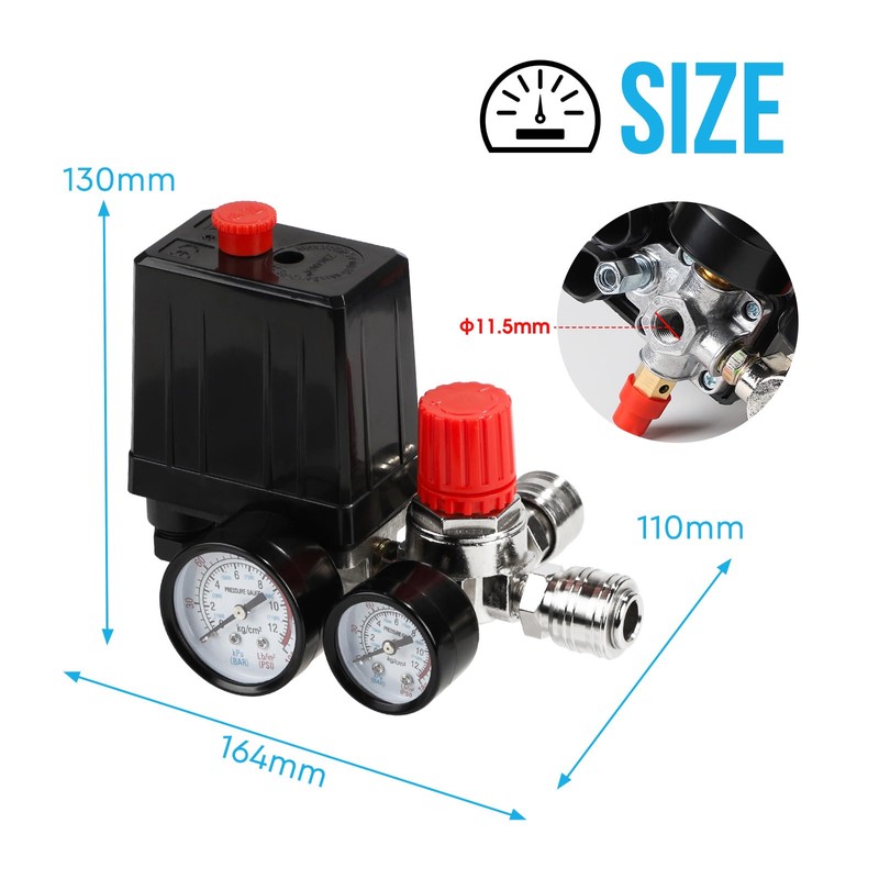 SWAWIS Pressure Switch Compressor 220 V Pressure Regulator for Air