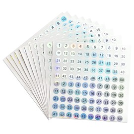 dealzEpic - Reflective Laser Number Stickers - 1 to 50 Round Self Adhesive Stickers | Inventory/Storage Organizing Stickers - Set of 10 Sheets