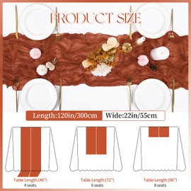 8 Pack Terracotta Cheesecloth Table Runner 120 Inch 10FT Spring Boho Rustic Sheer Gauze Cheese Cloth Table Runner for Wedding Baby Shower Birthday Party Table Decor