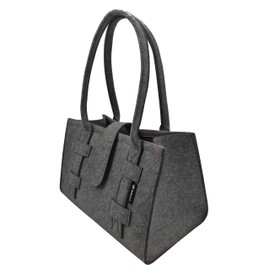 Tebewo Handbag, shopping bag made of felt, closable shopping bag with handle, shopping basket, foldable, versatile carry bag, darkgray