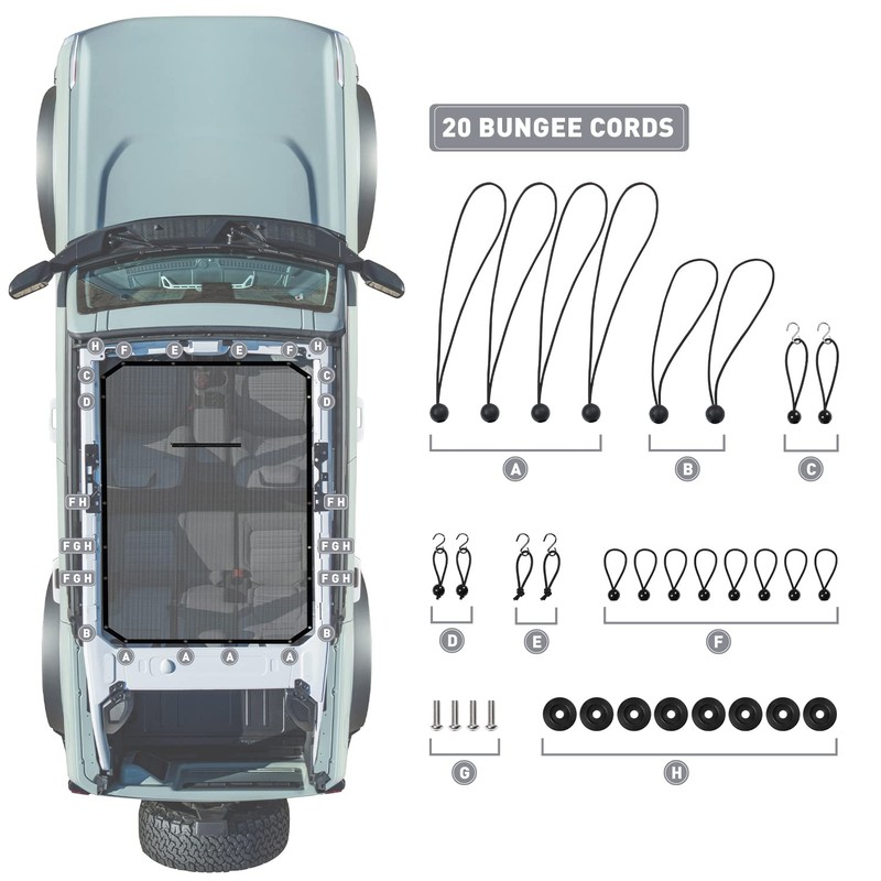 RAZPOY for Bronco Sunshade Mesh, Sun Shade Bikini Top Provides