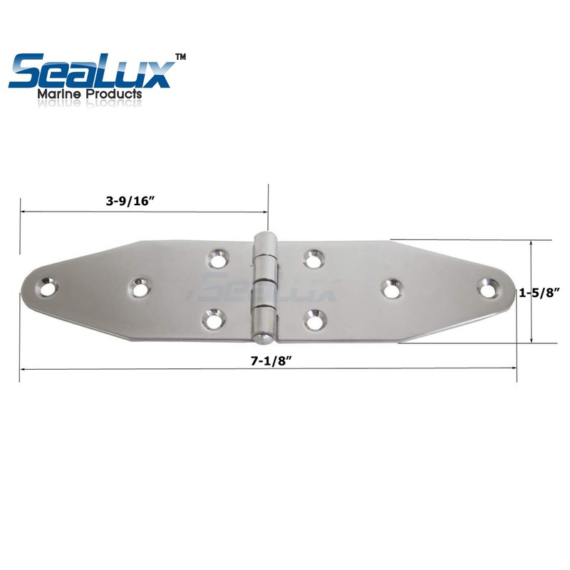 SeaLux Marine Boat Stainless Steel Heavy Duty Strap Hinge 7-1/8"x