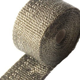 LEDAUT Heat Shield Insulation with Ties for Pipe 16' Roll Titanium Motorcycle Exhaust Tape Thermal Protection