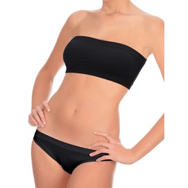 Women Bandeau Bra Padded Strapless Bralette Bra Seamless Bandeau Tube Top(XX-Large,Black, Wine Red, Navy Blue)