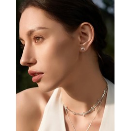 SILVERCUTE Half Circle Huggie Hoop Earrings Ladies Girls Hoop Cuff Stud Earrings 925 Sterling Silver Earrings Heart/Moon/Star/Zircon/Ball/Evil Eye/Butterfly Open Half Circle Hoop Earrings Fashion