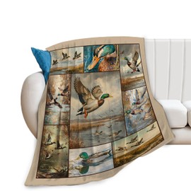 Duck Hunting Throw Blanket for Girls & Women - Funny Mallard Duck Decor, Cozy Flannel Soft Warm Plush Lightweight Bedding - 50"X40"