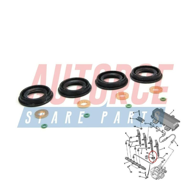 Fuel Injector Seal Washer O-Ring Set For SEAT Altea Leon