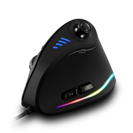 zelotes Vertical Ergonomic Mouse with Joystick - 10,000 DPI, 11 Programmable Buttons, USB Optical Gaming Mouse with Cable for Gaming, Business, PC, Laptop, Mac, Black