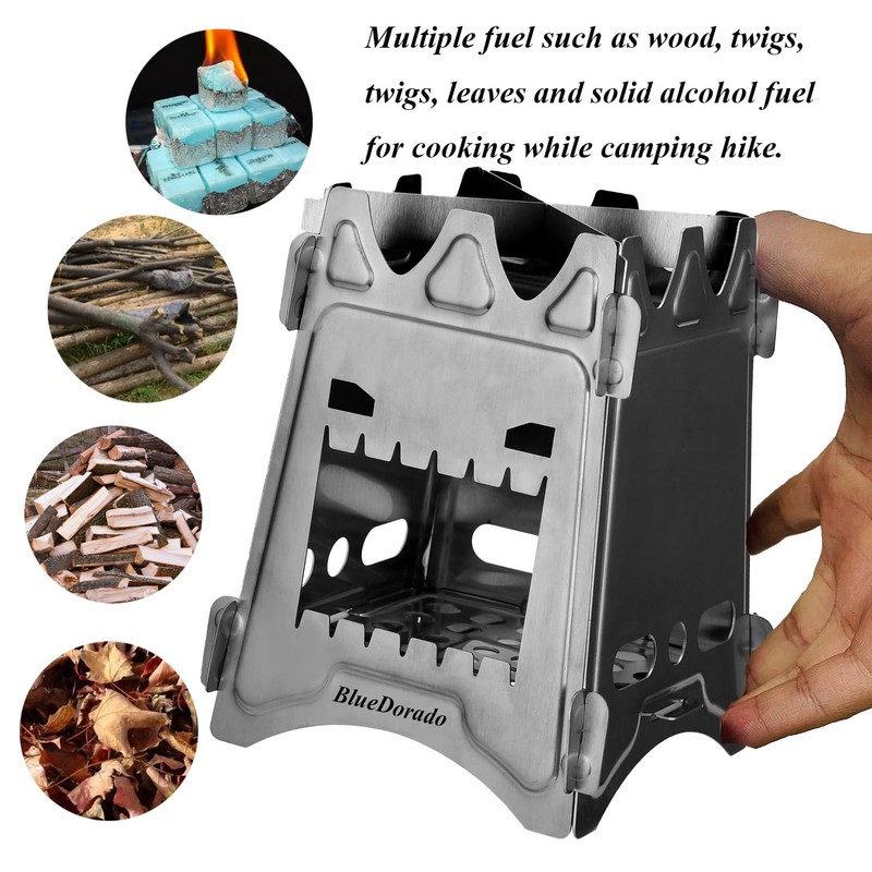 BlueDorado Ultralight Wood Burning Stove Portable Backpacking Stove Titanium Multi-Fuels