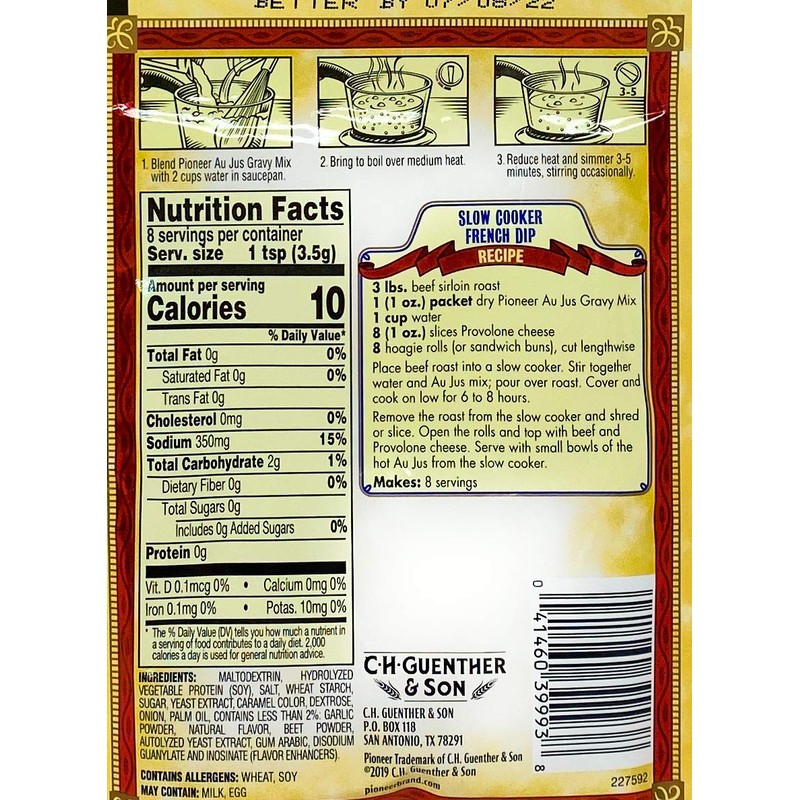 Pioneer Brand French Dip Au Jus Gravy Mix 1oz -