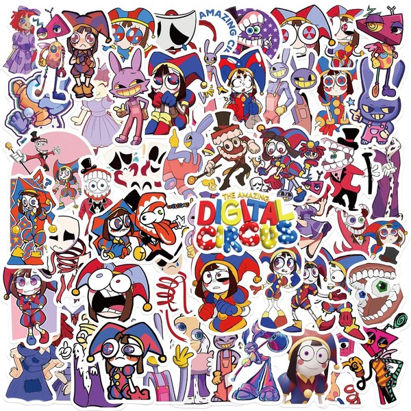 The Amazing Digital Circus Stickers, Cute Cartoon Movie Stickers [50 Pieces] Reward Motivational Vinyl Waterproof Stickers for Laptop, Skateboard, Water Bottles, Computer, Phone, Guitar for Children