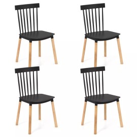Set of 4 Windsor Dining Side Chair Spindle Back Kitchen Room Chair W/Curved Seat