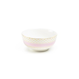 Grace Teaware Pink Stripe with Gold Dots 6" Fine Porcelain Bowl