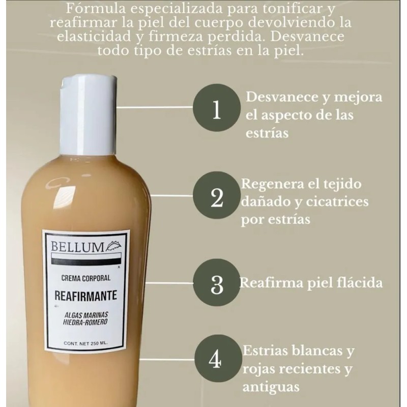 Bellum Crema Corporal Para Las Estrias Reafirmante Natural Algas Marinas