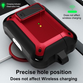 Duo Shield Case Compatible with Airpods Pro with Secure Lock and Keychian Hook Slim Two Piece Snap On Case with Lock Black Red Glitter Unicorn