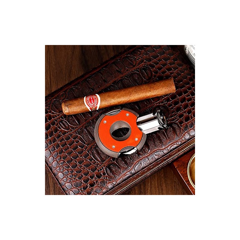 KEENSUN Round G10 V-Cut Cigar Cutter (Orange),60 Ring Gauge, Ergonomic