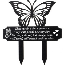 Cemetery Decorations for Grave, Butterfly Memorial Grave Markers, Plaque Stake Metal Memorial Cemetery, Garden Yard Grave Site Outdoor Stake Marker(Small) - Color: Large