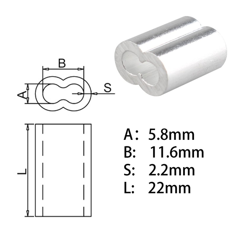 Futheda 25 pcs Aluminum Crimping Loop Sleeve Clips with Double