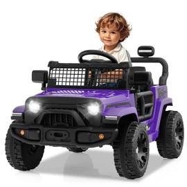 HONEY JOY 12V Kids Ride On Toy, Battery Powered Electric Truck Vehicle for Toddlers, Spring Suspension, LED Lights, 2 Speeds, Slow Start, Ride On Car with Remote Control, Gift for Boys Girls (Purple)