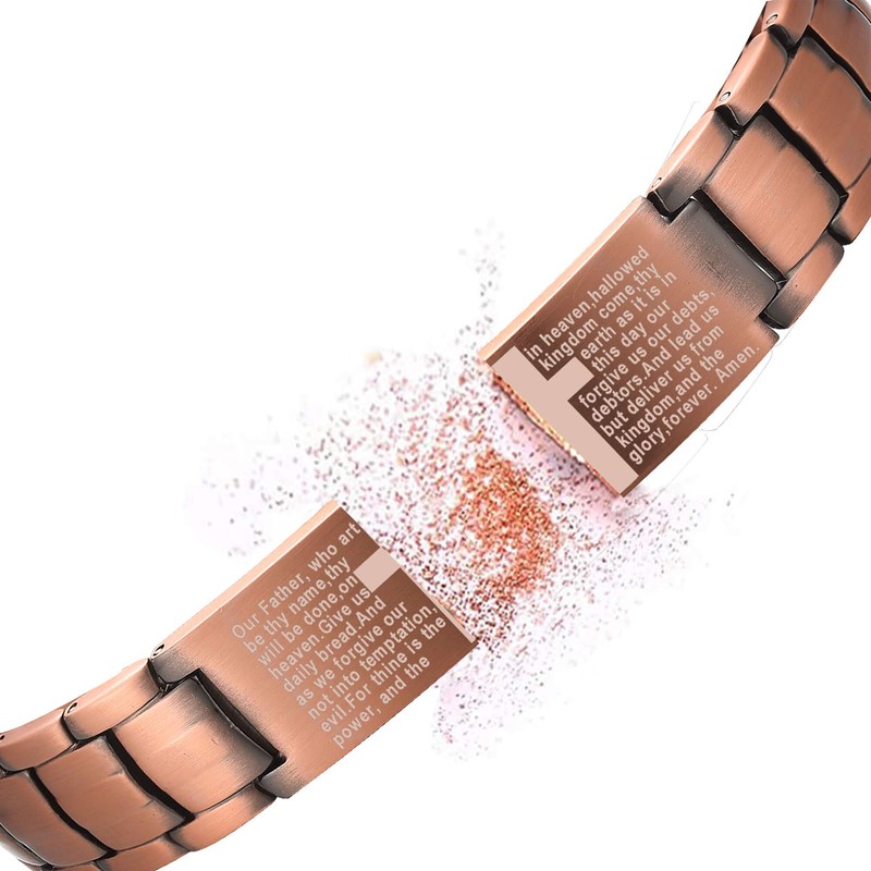 MagEnergy Copper Bracelet for Men, Cross Copper Magnetic Bracelet with