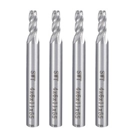 sourcingmap 4PCS 6mm Shank 4mm x 11mm Straight Flat Nose End Mill Cutter CNC Router Bits 4 Flute