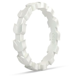 Enso Rings Stackable Silicone Wedding Rings – Multiple Designs for Everyday Wear - Comfortable and Flexible - Metallic Pearl-Colored - Size 7