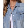 Allegra K Women's Denim Jackets Oversized Frayed Hem Pockets Long