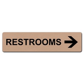 Restrooms Right Arrow Directional Sign - Durable Brushed Aluminum, Laser Engraved Design | Strong Adhesive Tape for Easy Installation (Copper)