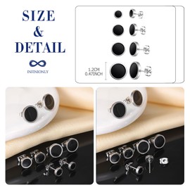 INFINIONLY Men's Boy's Stainless Steel Earrings Novelty Earrings Studs for Women Simple Round Earrings Multi Size Combination Earring Jackets Creative Stainless Steel Jewellery, Silver